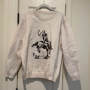 Women’s Crewneck Sweater with Rodeo Graphic - Light Heather